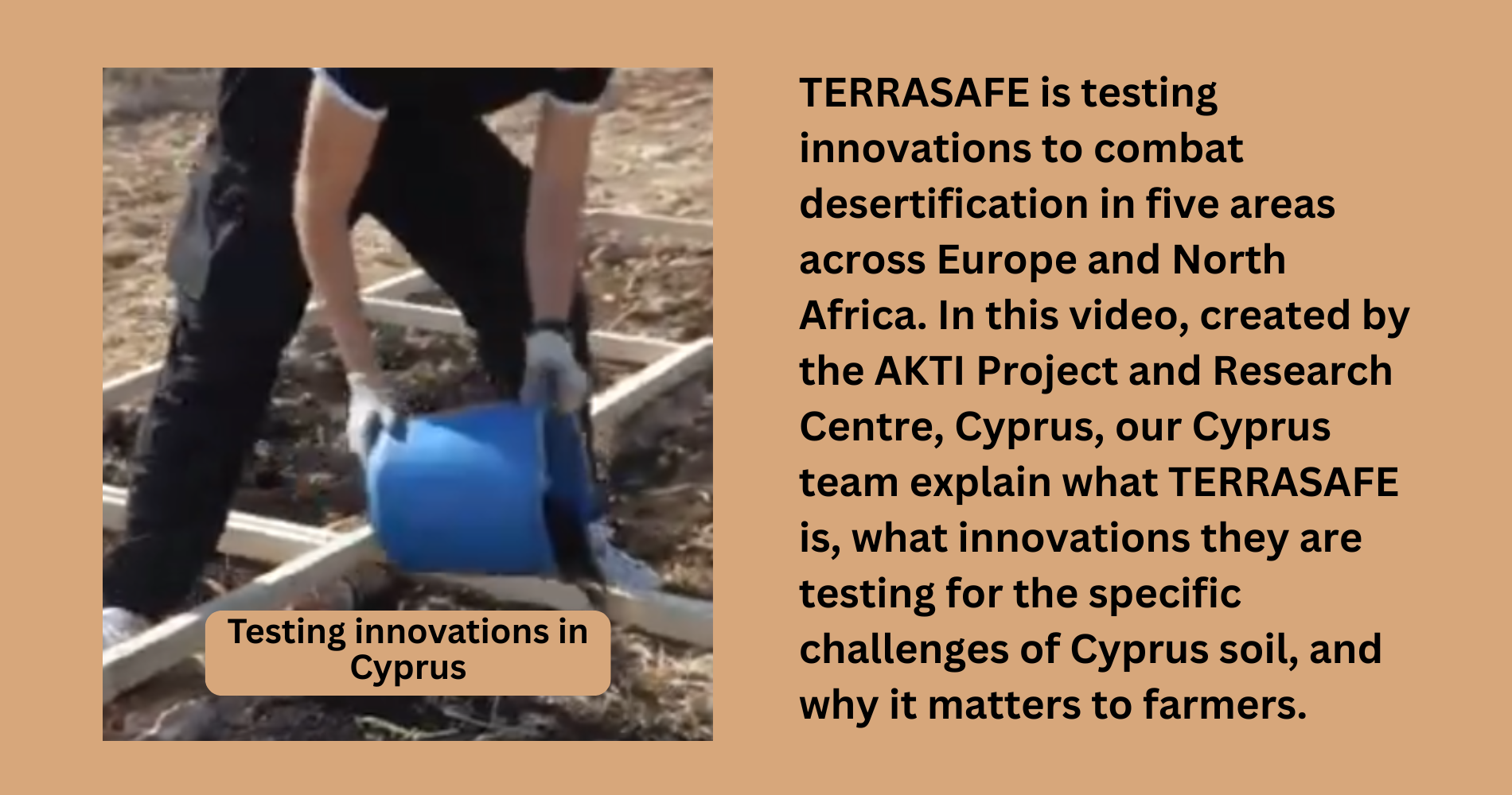 A female researcher is empying soil into a test bed